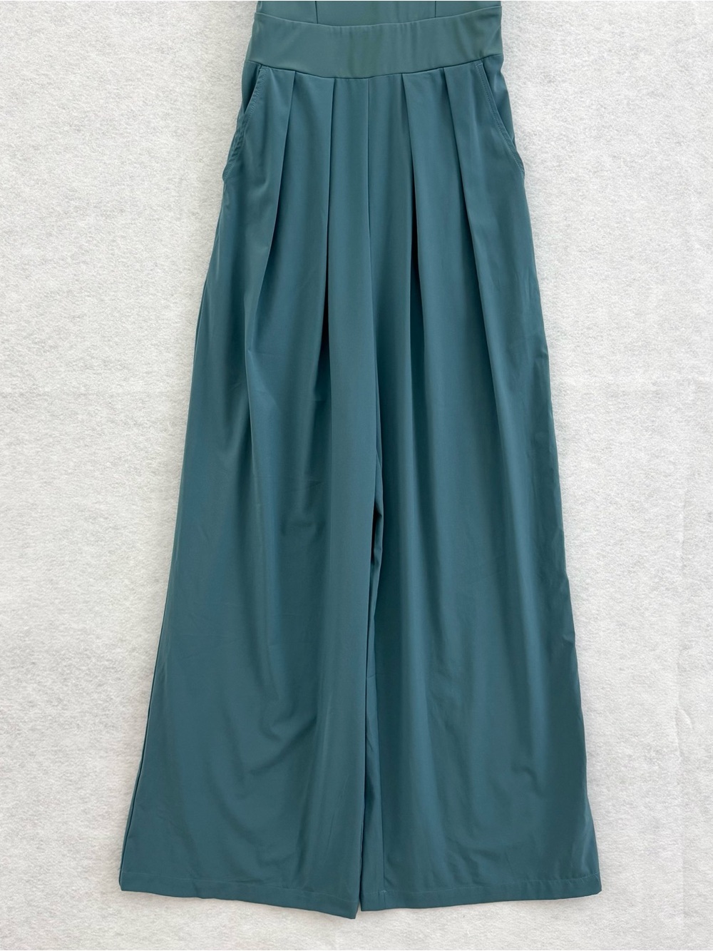 Halara Breezeful Wide Leg Jumpsuit XS Blue Pocket Backless Side Zipper READ - Picture 5 of 16